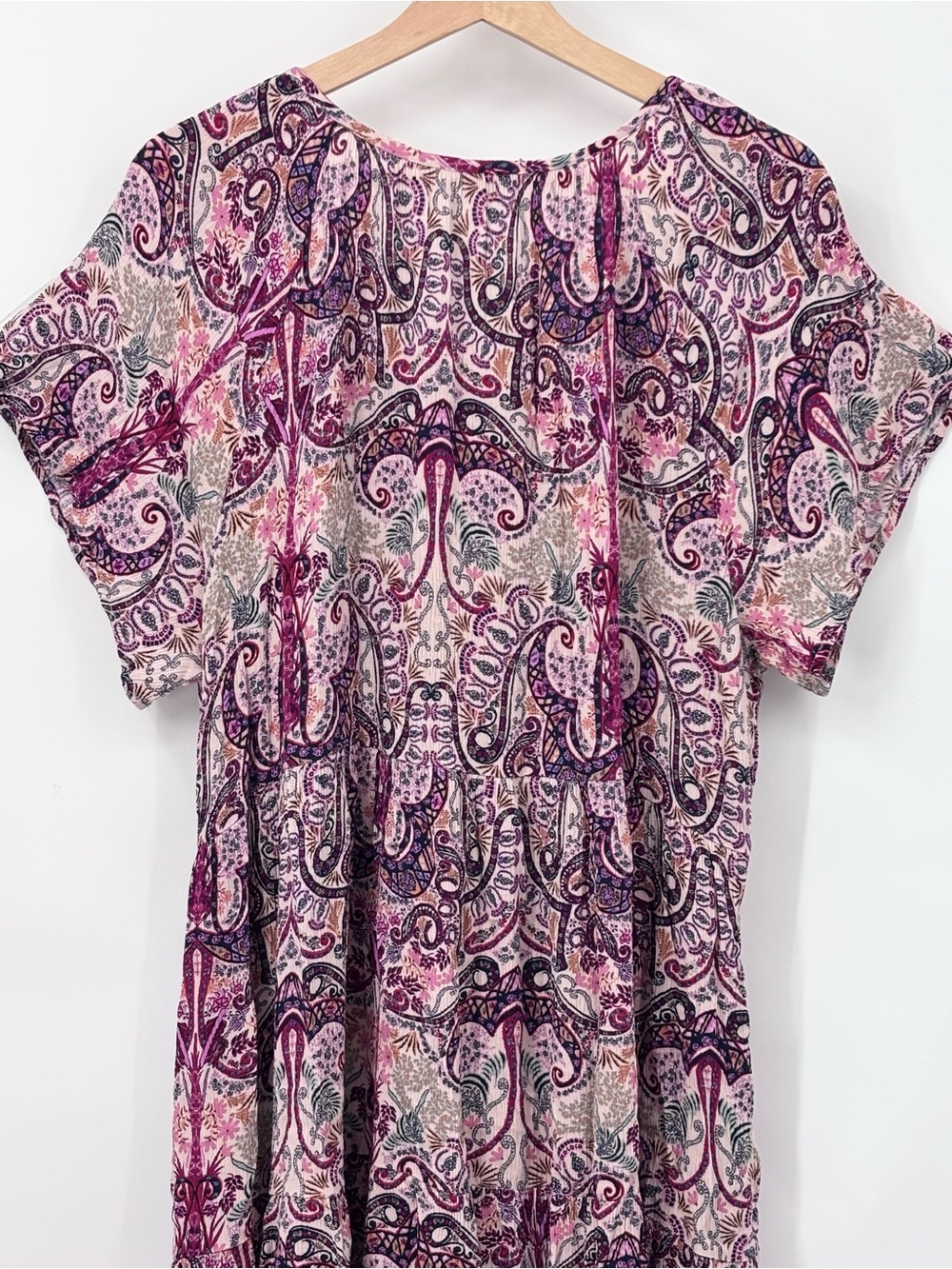 Knox Rose Paisley Babydoll Dress XXL Purple Red Multi Tiered Mini Boho 2XL - Picture 6 of 11